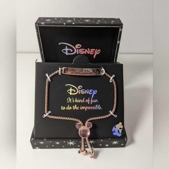 NIB Disney Mickey Mouse Rose Tone Bracelet - Picture 1 of 5